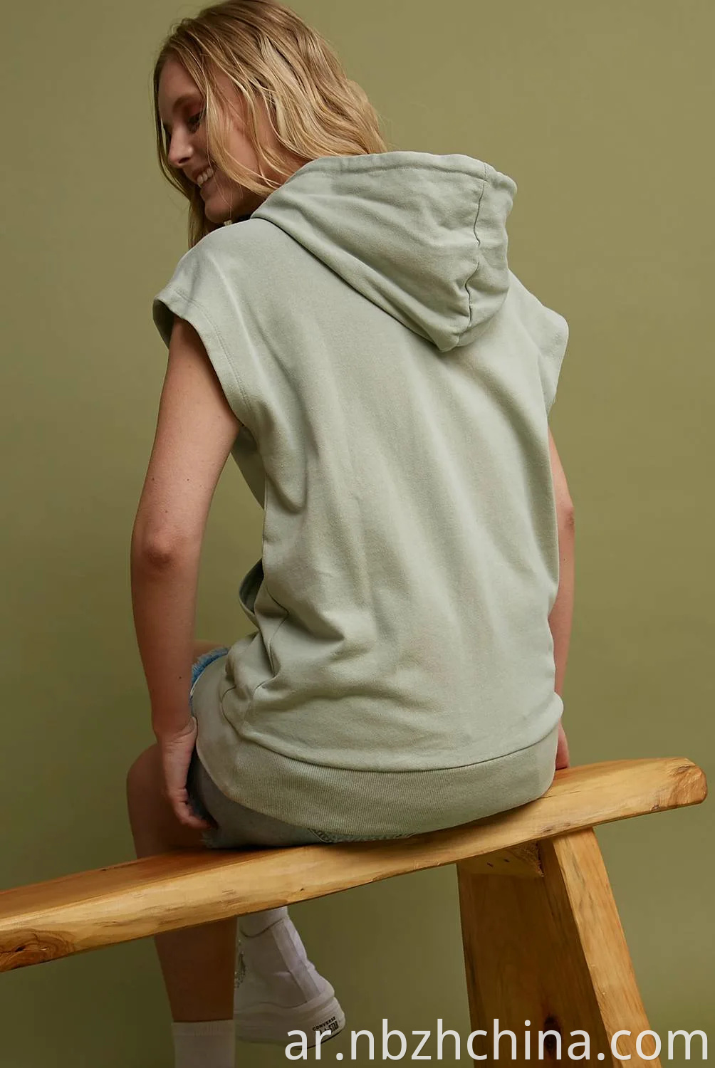 Womens Sleeveless kangaroo Pocket Hoodies